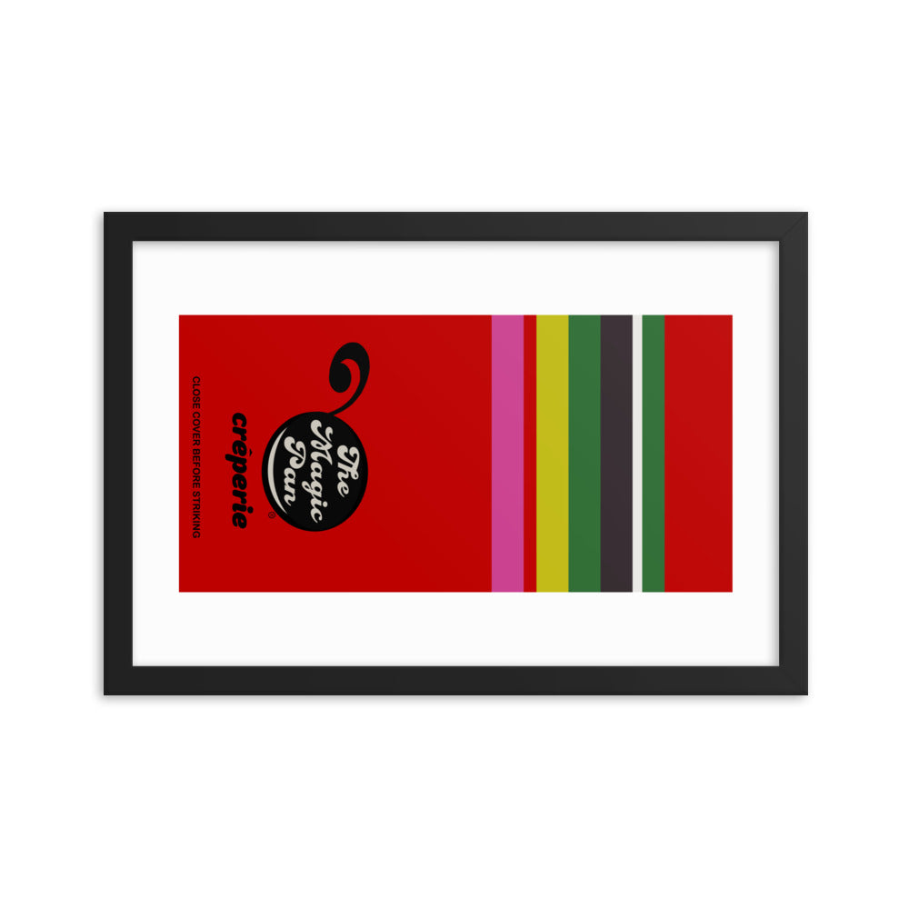 12” x 18” Vintage Inspired, Digitally Illustrated Matchbook Art, The Magic Frying Pan, Creperie, Retro Poster with Frame
