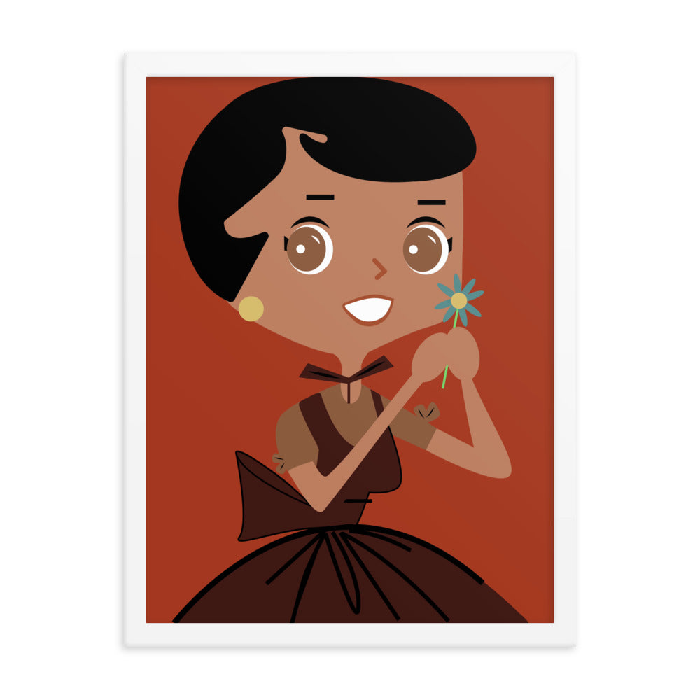 18” x 24” Framed Retro Vibin’ Housewife Poster of Neighbor Nina, “I Stole These From Next Door!”