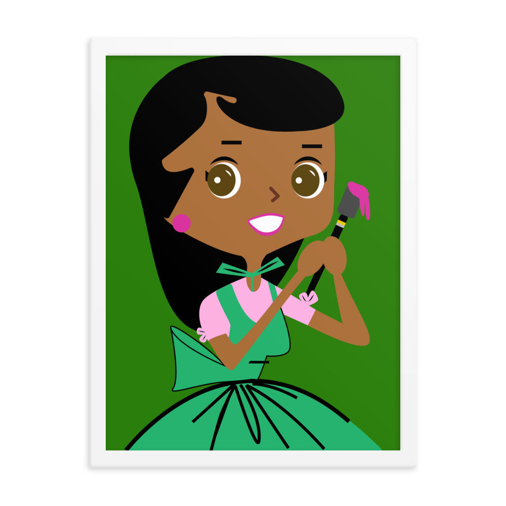 18” x 24” Framed Retro Vibin’ Housewife Poster of Painting Piper, “Paint Strokes For The Cool Folks!”