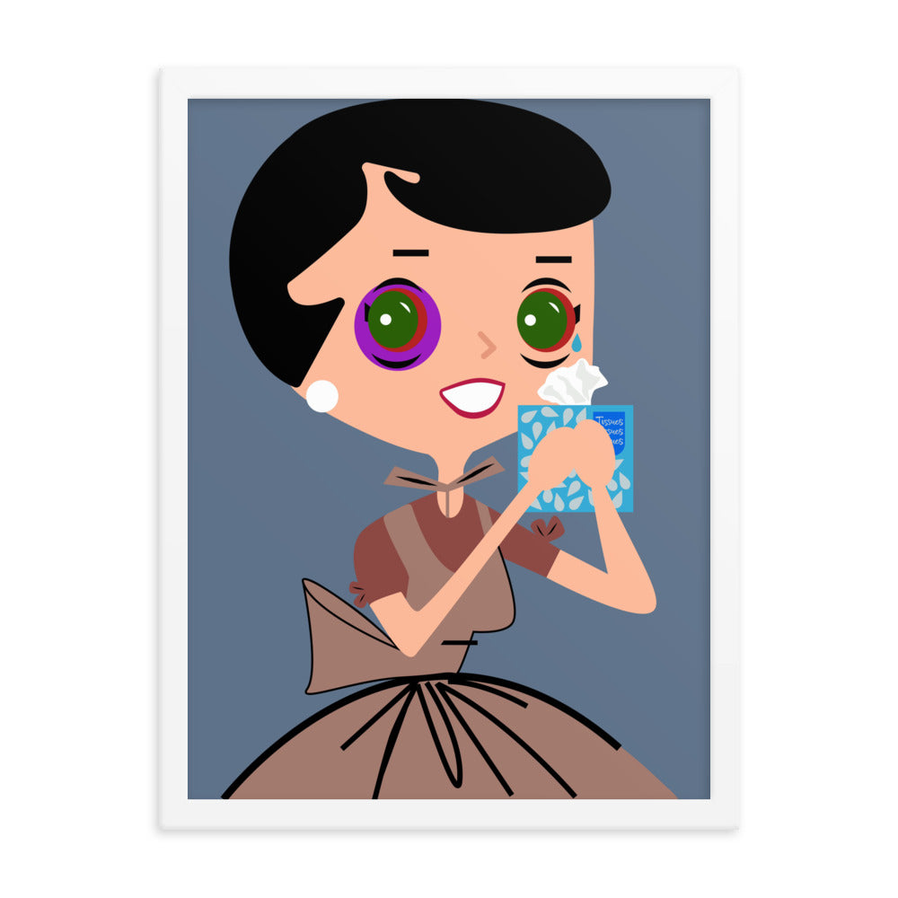 18” x 24” Framed Retro Vibin’ Housewife Poster of Get A Clue Gertrude, “He Doesn’t Love You!”