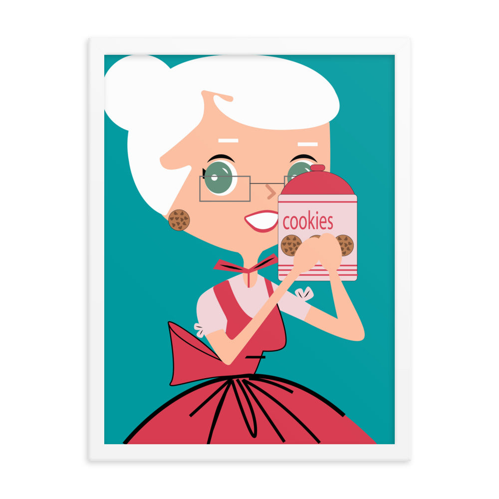 18” x 24” Framed Retro Vibin’ Housewife Poster of Nana Nancy, “Everyone Hates My Oatmeal Raisin Cookies!”