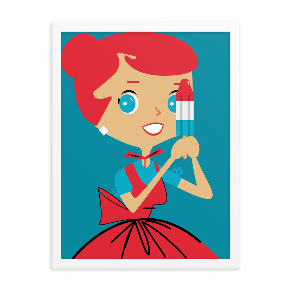 18” x 24” Framed Retro Vibin’ Housewife Poster of Patriot Penny, “I’m In Da’ Bomb Squad!”