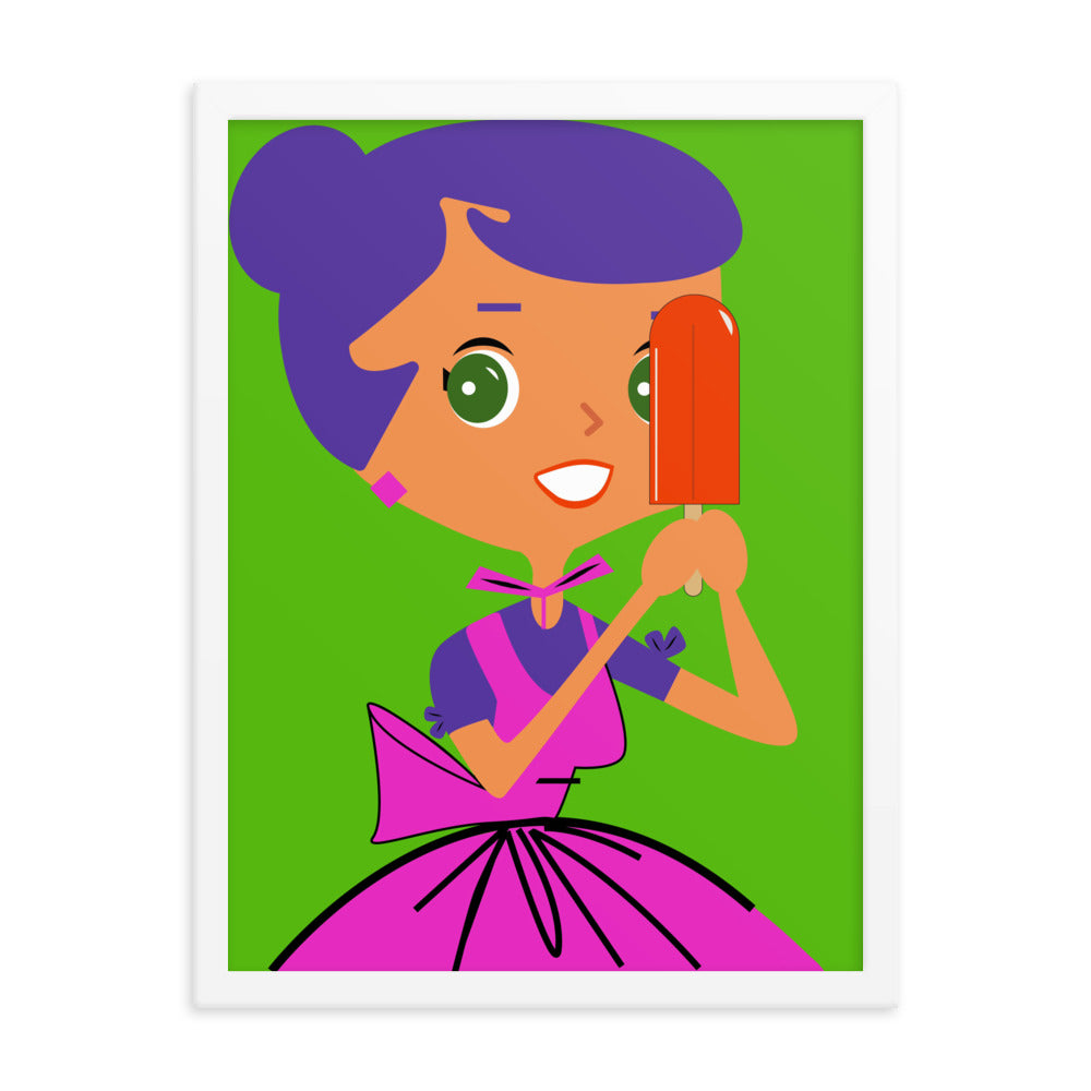 18” x 24” Framed Retro Vibin’ Housewife Poster of Popsicle Petey, “Check Out My Drip!”