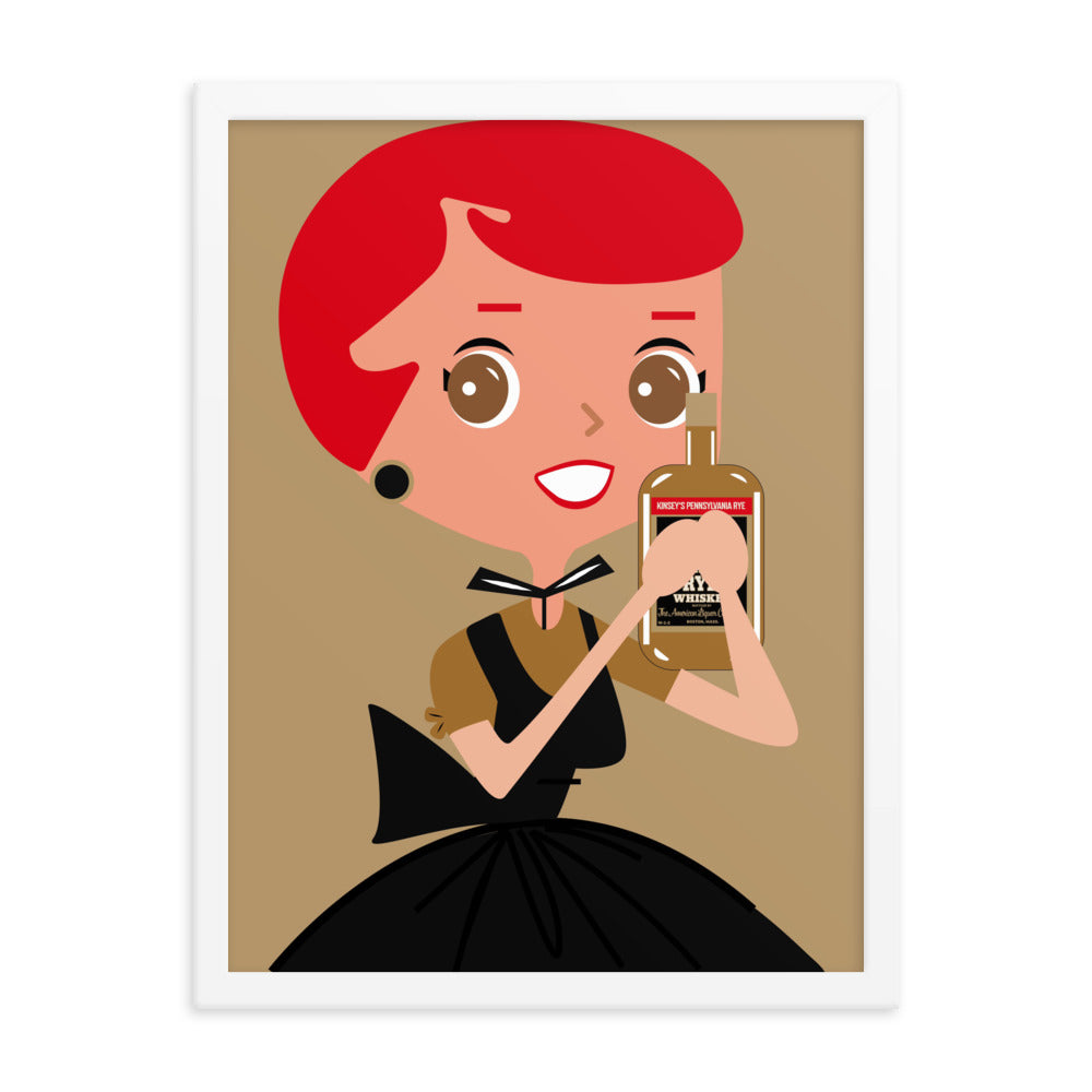 18” x 24” Framed Retro Vibin’ Housewife Poster of Liquored Up Lisa, “I Only Drink When I’m Alone!”