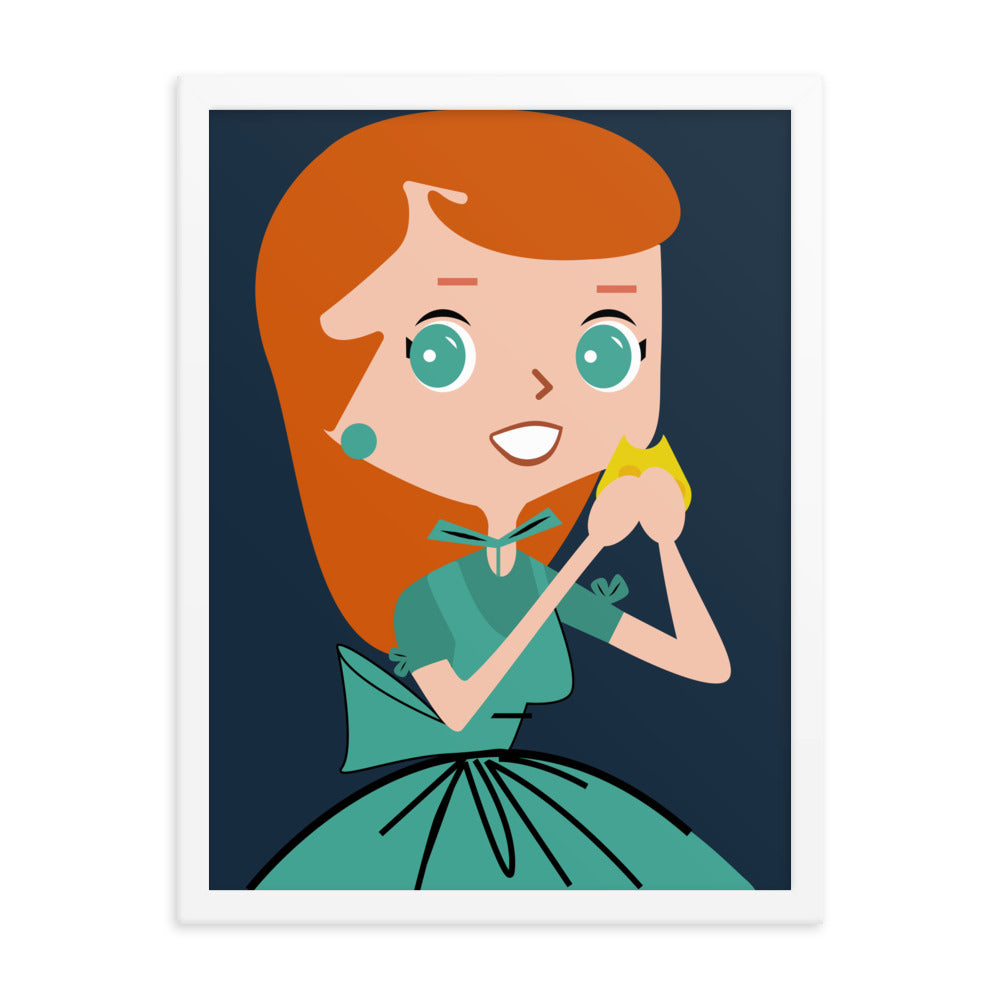 18” x 24” Framed Retro Vibin’ Housewife Poster of Cheesy Carla, “More Cheese Please!”