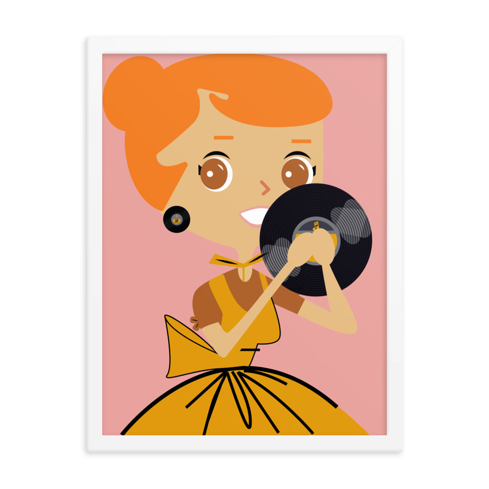 18” x 24” Framed Retro Vibin’ Housewife Poster of DJ Dipsy, “I Spin Records Like I Spin Heads!”