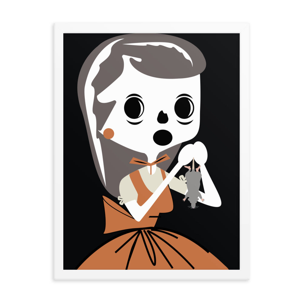 18” x 24” Framed Retro Vibin’ Housewife Poster of Catch and Release Callie, “I Smell A Rat!”