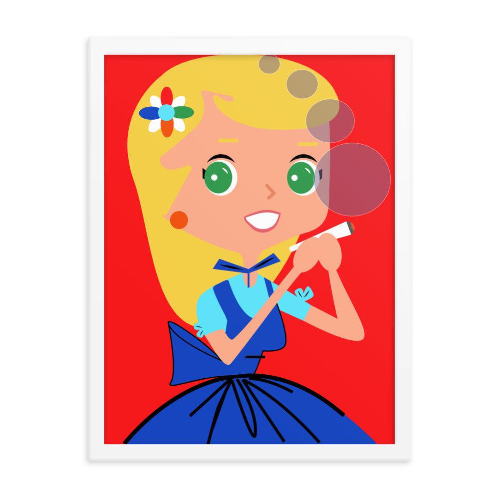 18” x 24” Framed Retro Vibin’ Housewife Poster of Hazy Hannah, “Smoke and Choke!”