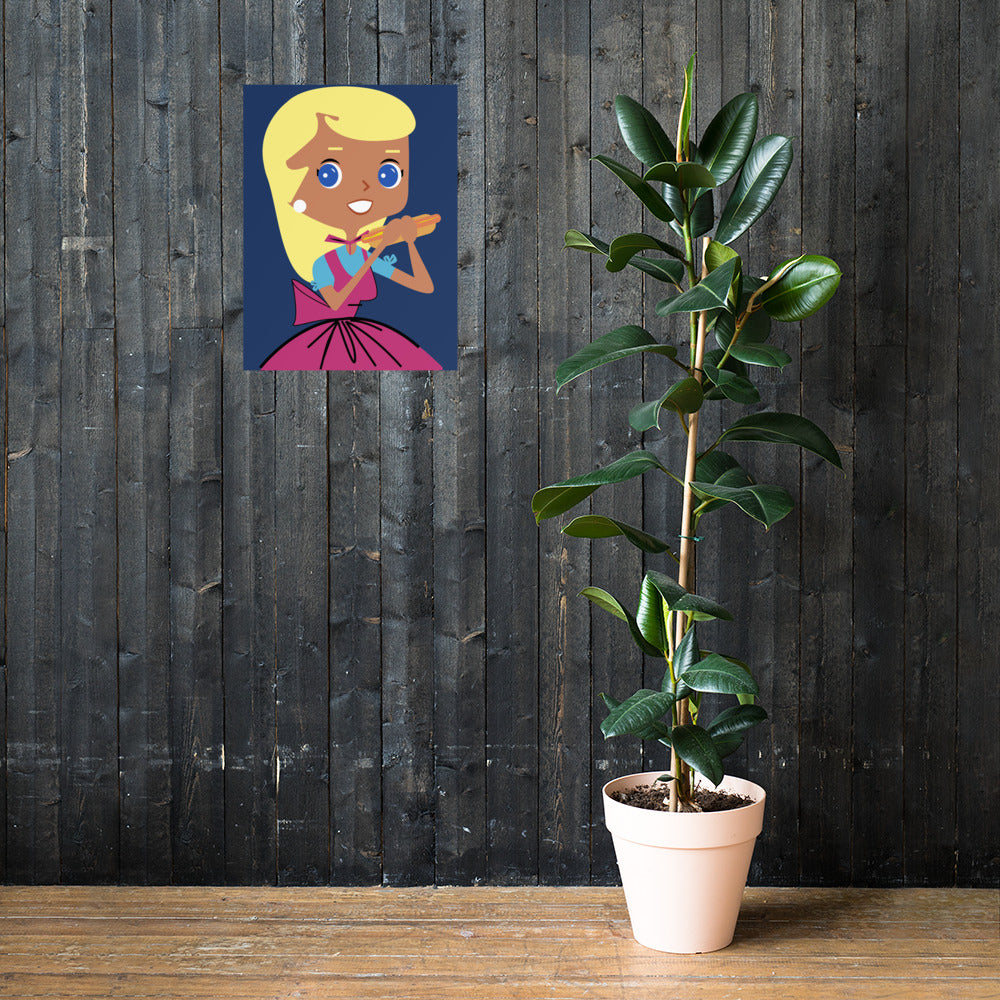 18” x 24” Vintage Inspired, Digitally Illustrated Character Art, Whistle Wendy “Hot Diggity Dog!”, Retro Poster