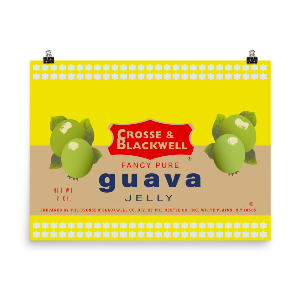 18” x 24” Vintage Inspired, Digitally Illustrated Product Label Art, Crosse and Blackwell Fancy Pure Guava Jelly, White Plains, New York, Retro Poster