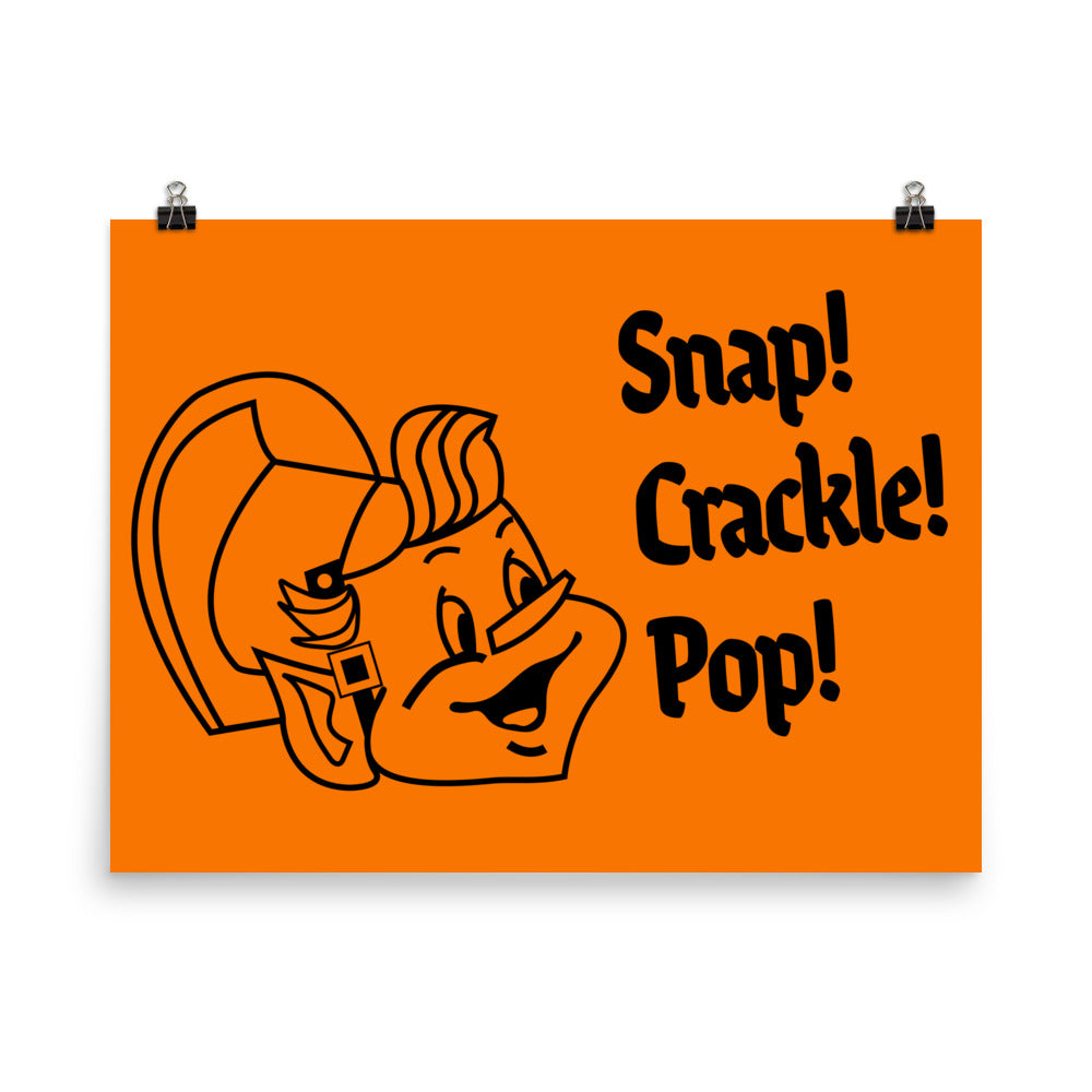 18” x 24” Vintage Inspired, Digitally Illustrated Product Label Art, Snap, Crackle, Pop, Rice Krispies, Retro Poster