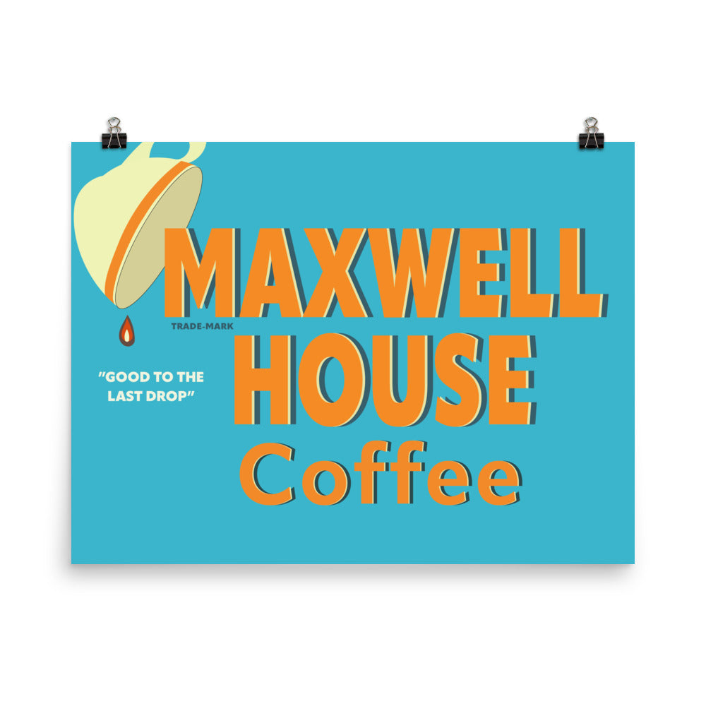 18” x 24” Vintage Inspired, Digitally Illustrated Product Label Art, Maxwell House Coffee, Retro Poster