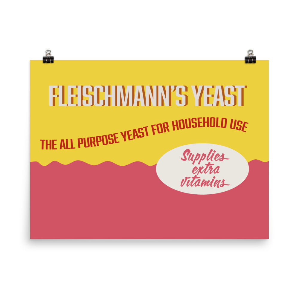 18” x 24” Vintage Inspired, Digitally Illustrated Product Label Art, Fleischmann’s Yeast, Retro Poster