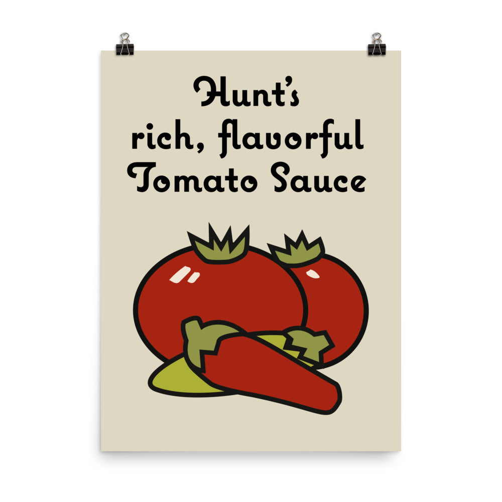 18” x 24” Vintage Inspired, Digitally Illustrated Product Label Art, Hunt’s Rich & Flavorful Tomato Sauce, Retro Poster