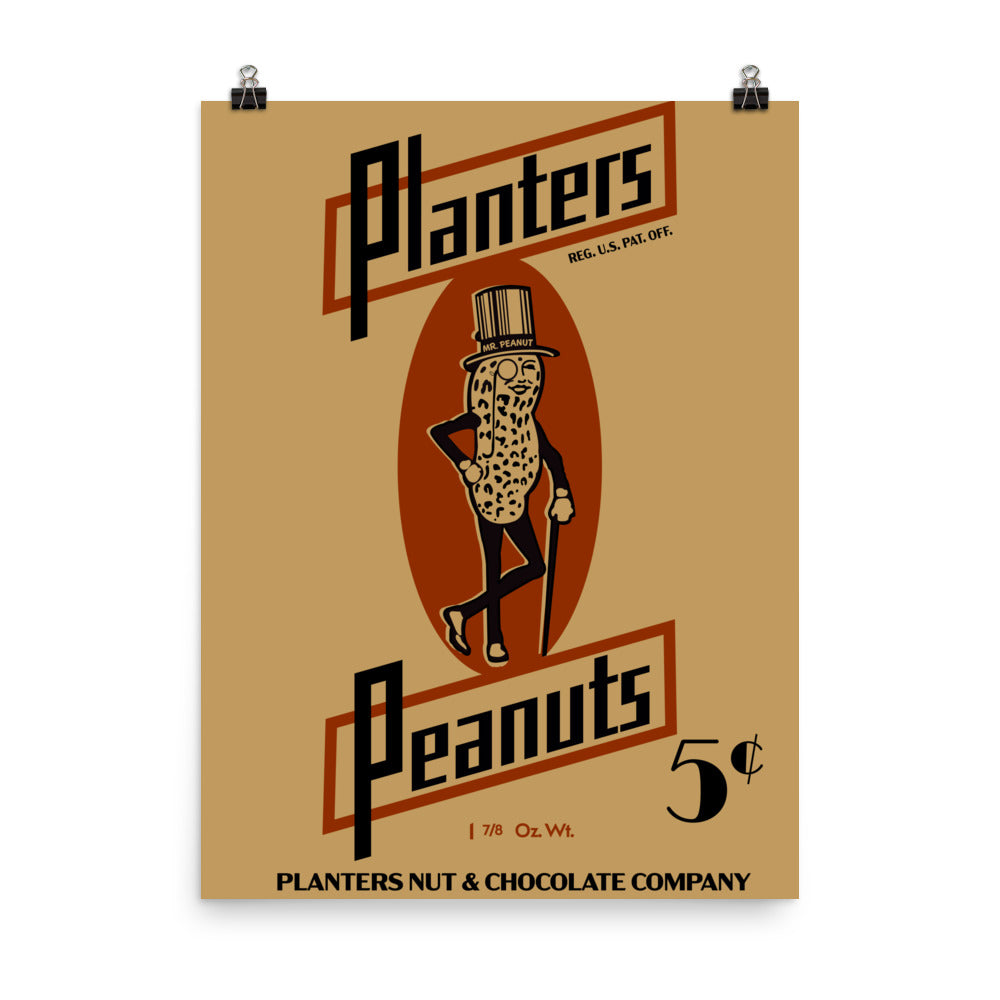 18” x 24” Vintage Inspired, Digitally Illustrated Product Label Art, Planter’s Peanuts, Planter’s Nut & Chocolate Co., Retro Poster