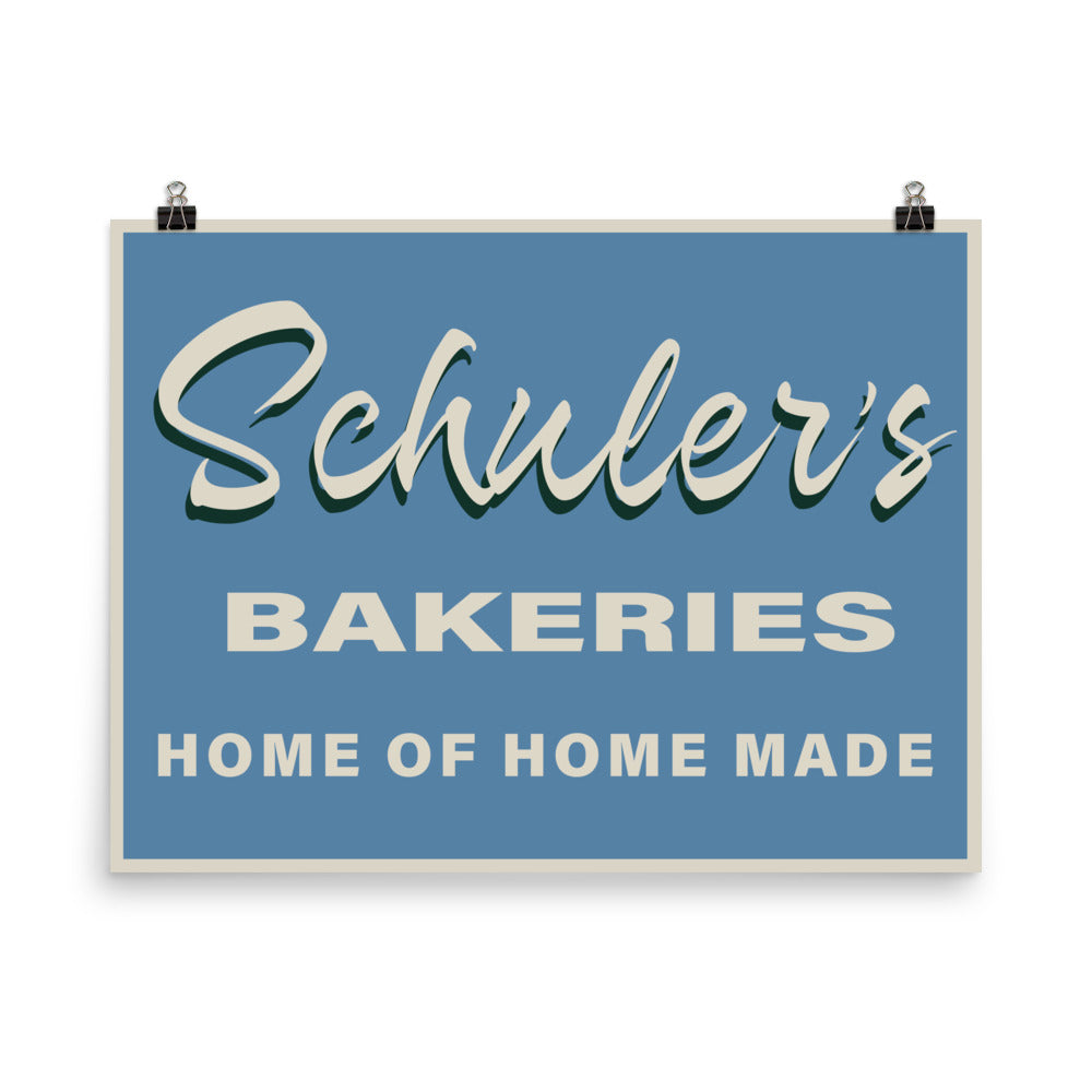 18” x 24” Vintage Inspired, Digitally Illustrated Advertisement Art, Schuler’s Bakeries, Springfield & Urbana, Ohio, Retro Poster
