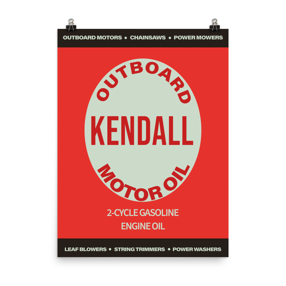18” x 24” Vintage Inspired, Digitally Illustrated Product Label Art, Kendall Outboard Motor Oil, Retro Poster