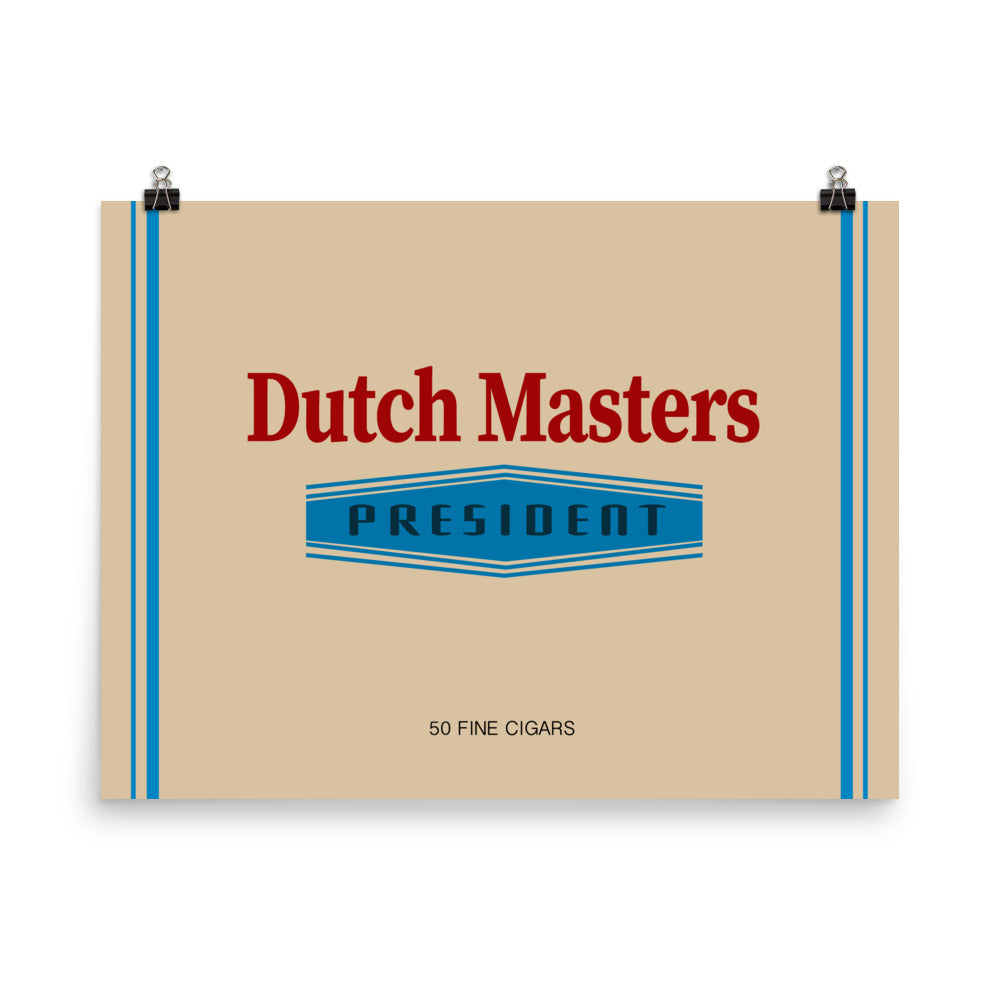 18” x 24” Vintage Inspired, Digitally Illustrated Product Label Art, Dutch Masters President Cigars, Retro Poster