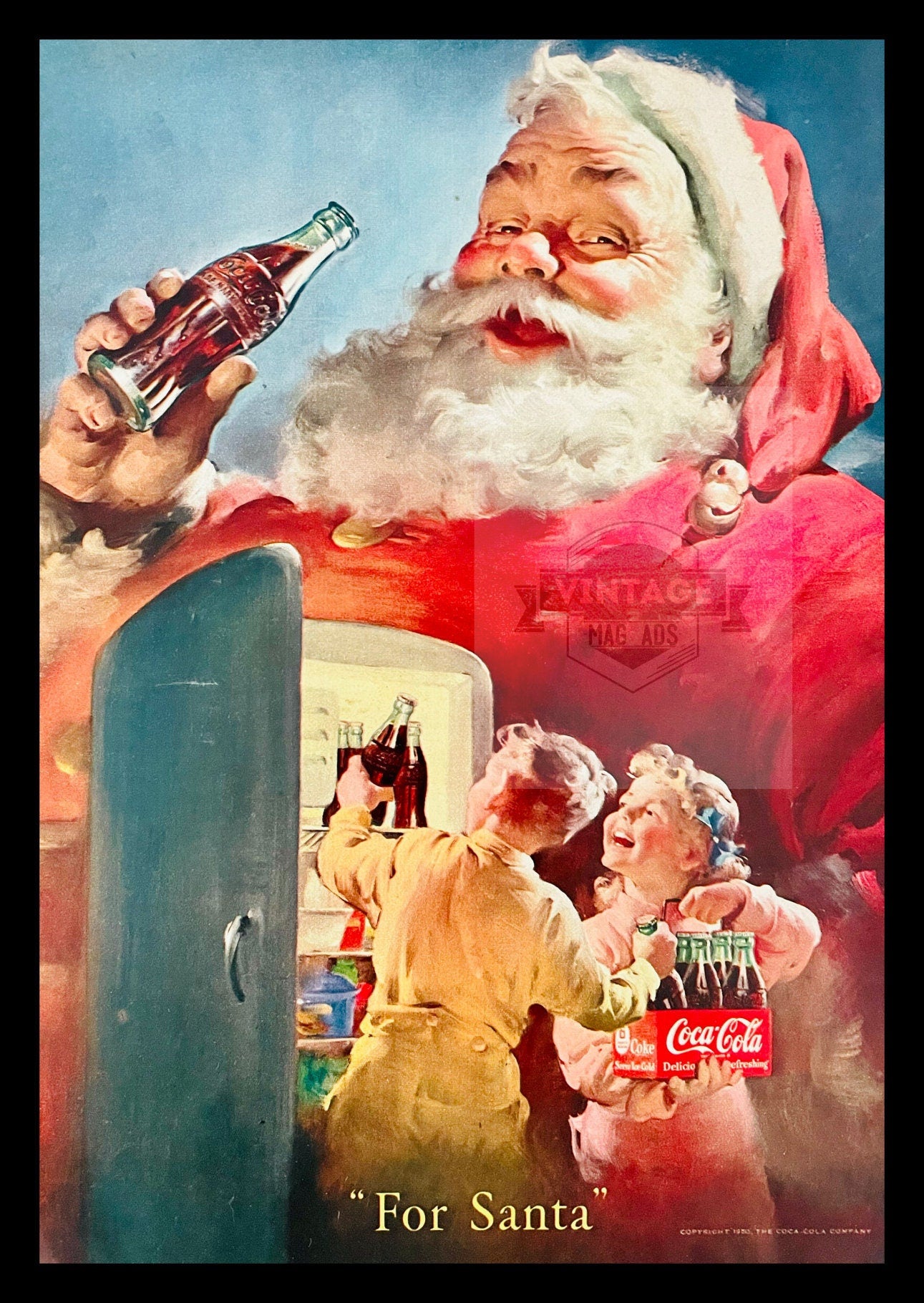 Coca Cola Christmas Santa 1950's Advertisement