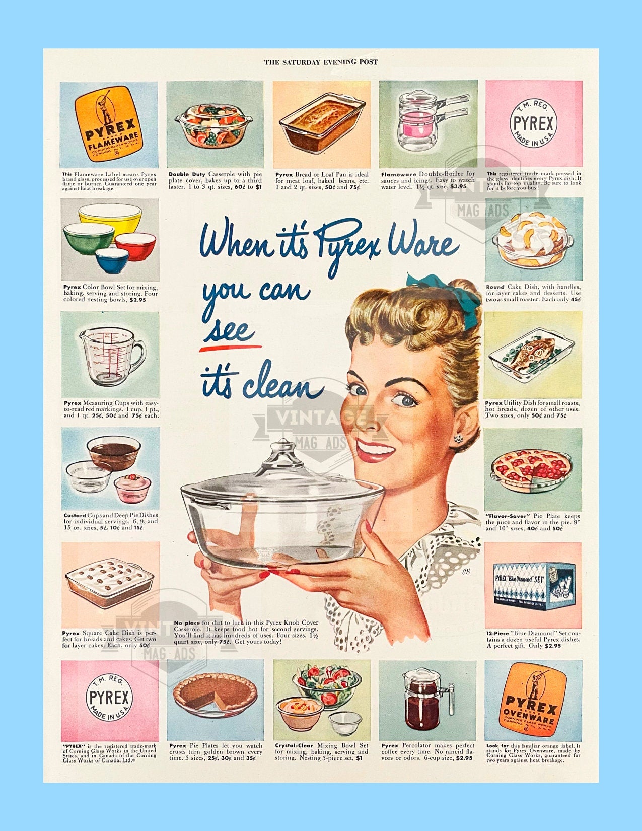 RARE 1950's PYREX Vintage Advertisement