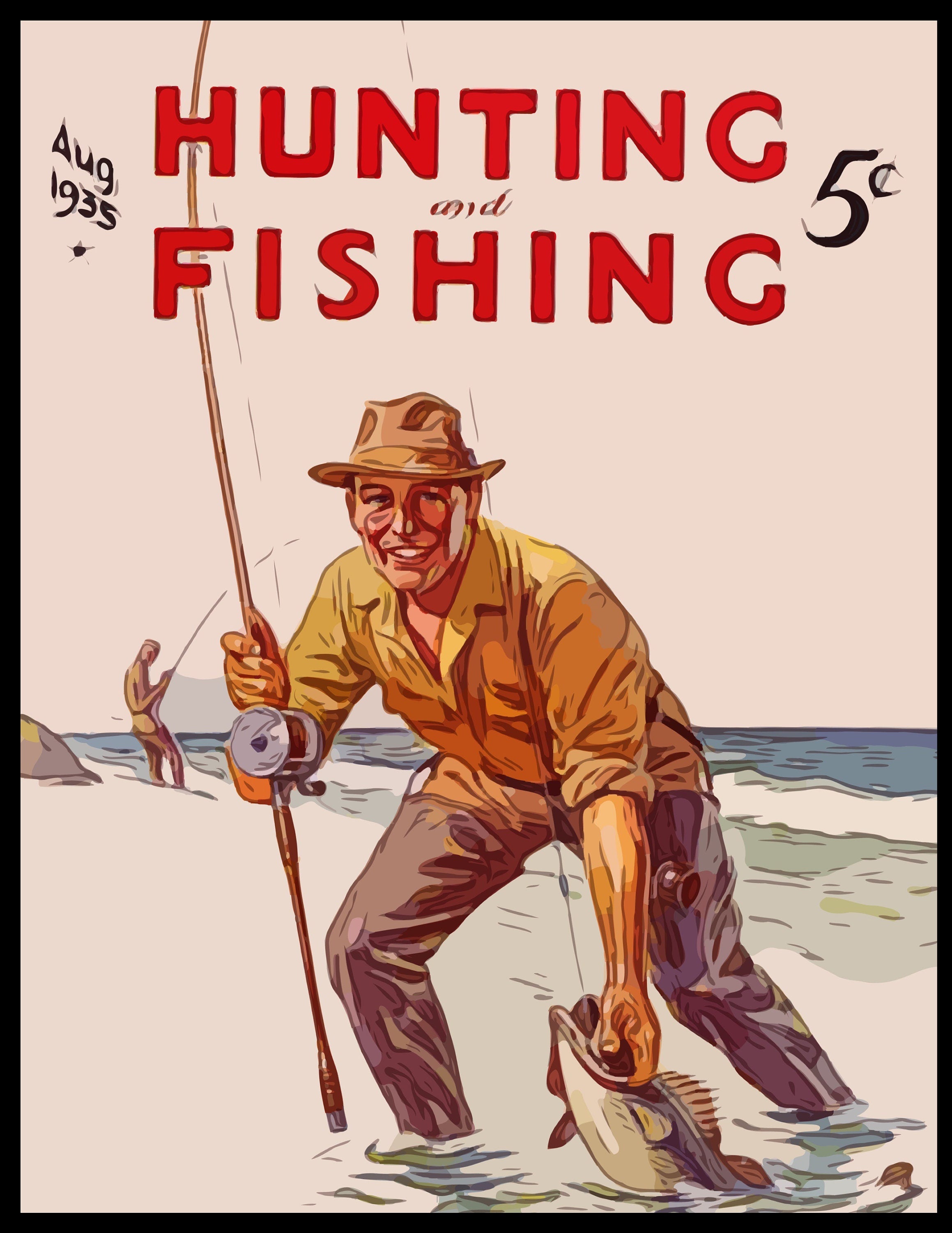1935 Hunting and Fishing Magazine Cover – Retro Vibin