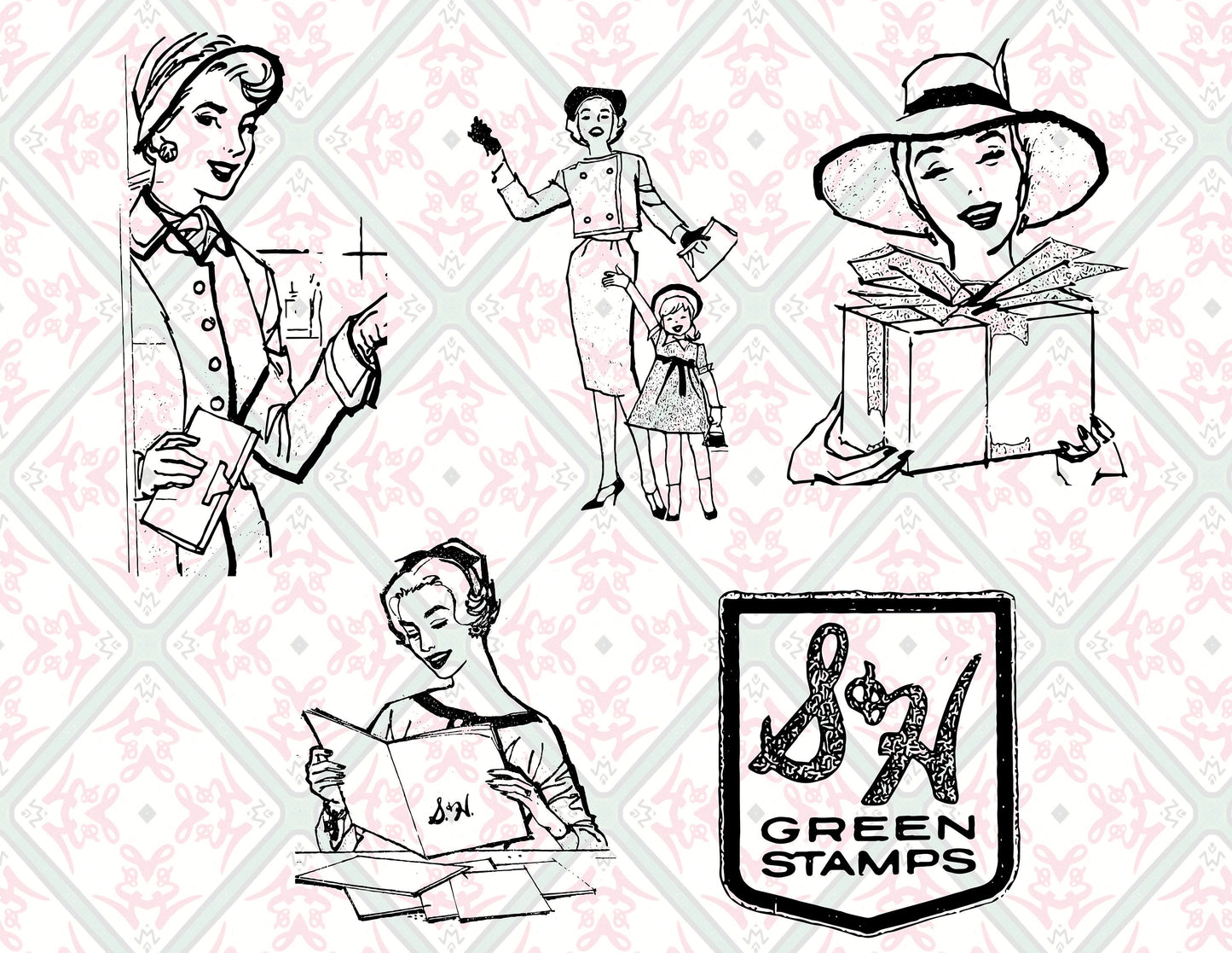Vintage Housewife Digital Stamps