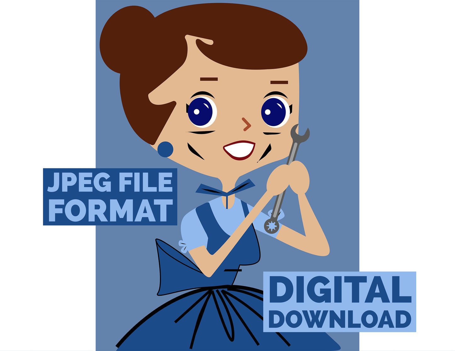 Digital Poster Download Vintage Housewife Mechanic Jpeg File Format