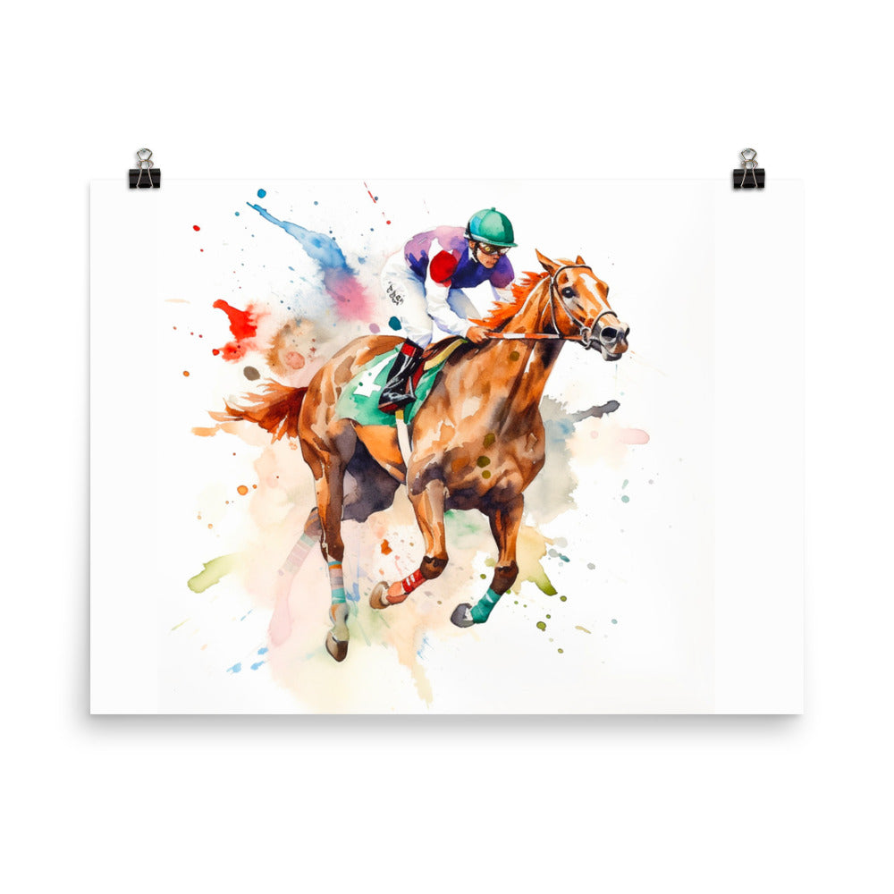 18” x 24” Kentucky Derby Horse Racing, Run For the Roses, A.I. Generated, Digitally Created, Watercolor Painting, Poster Art