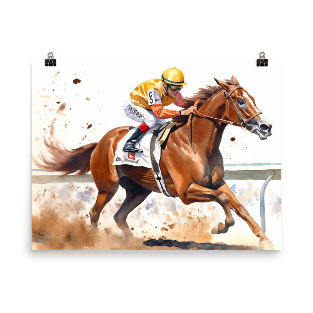 18” x 24” Kentucky Derby Horse Racing, Run For the Roses, A.I. Generated, Digitally Created, Watercolor Painting, Poster Art