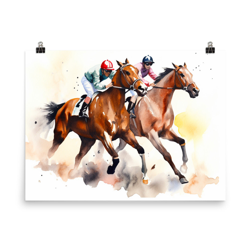 18” x 24” Kentucky Derby Horse Racing, Run For the Roses, A.I. Generated, Digitally Created, Watercolor Painting, Poster Art