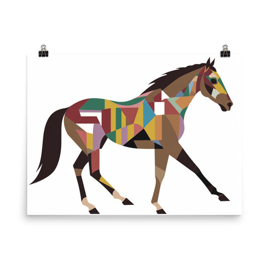 18” x 24” Kentucky Derby Horse Racing, Run For the Roses, A.I. Generated, Digitally Created, Geometric Design, Poster Art