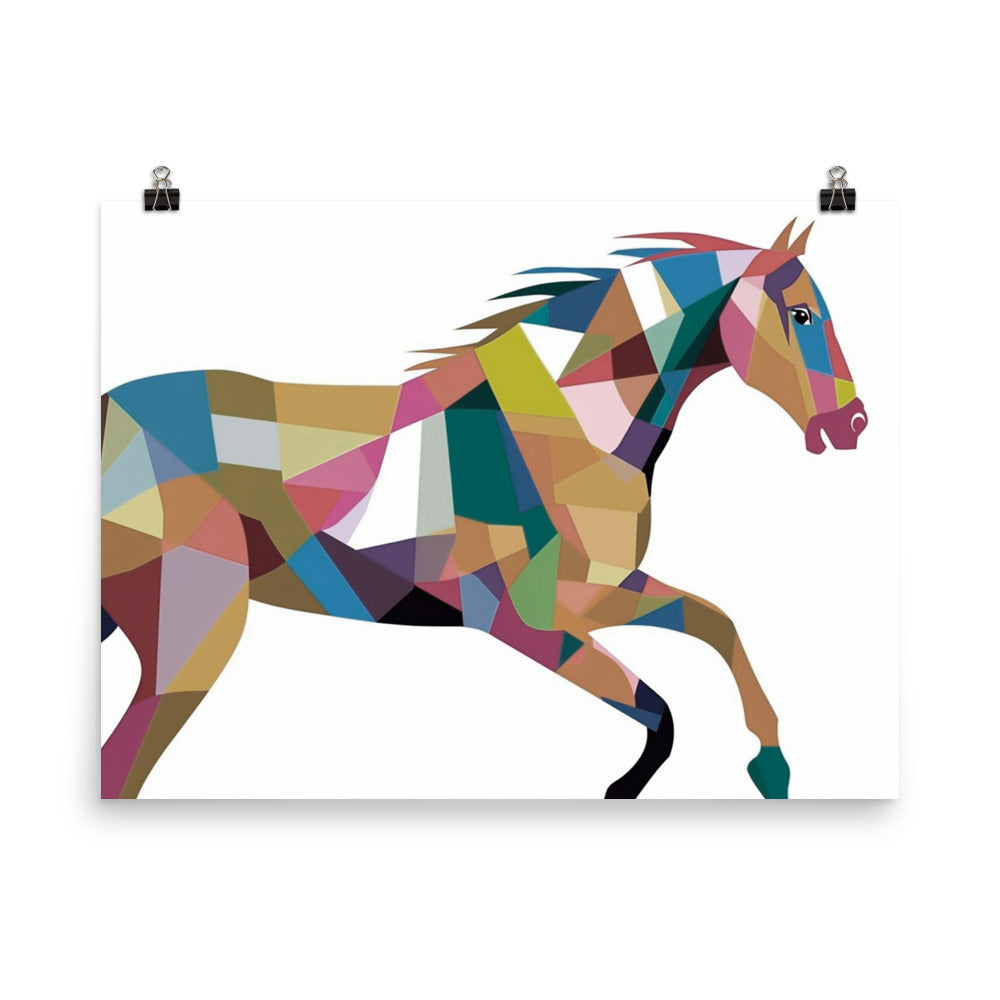 18” x 24” Kentucky Derby Horse Racing, Run For the Roses, A.I. Generated, Digitally Created, Geometric Design, Poster Art