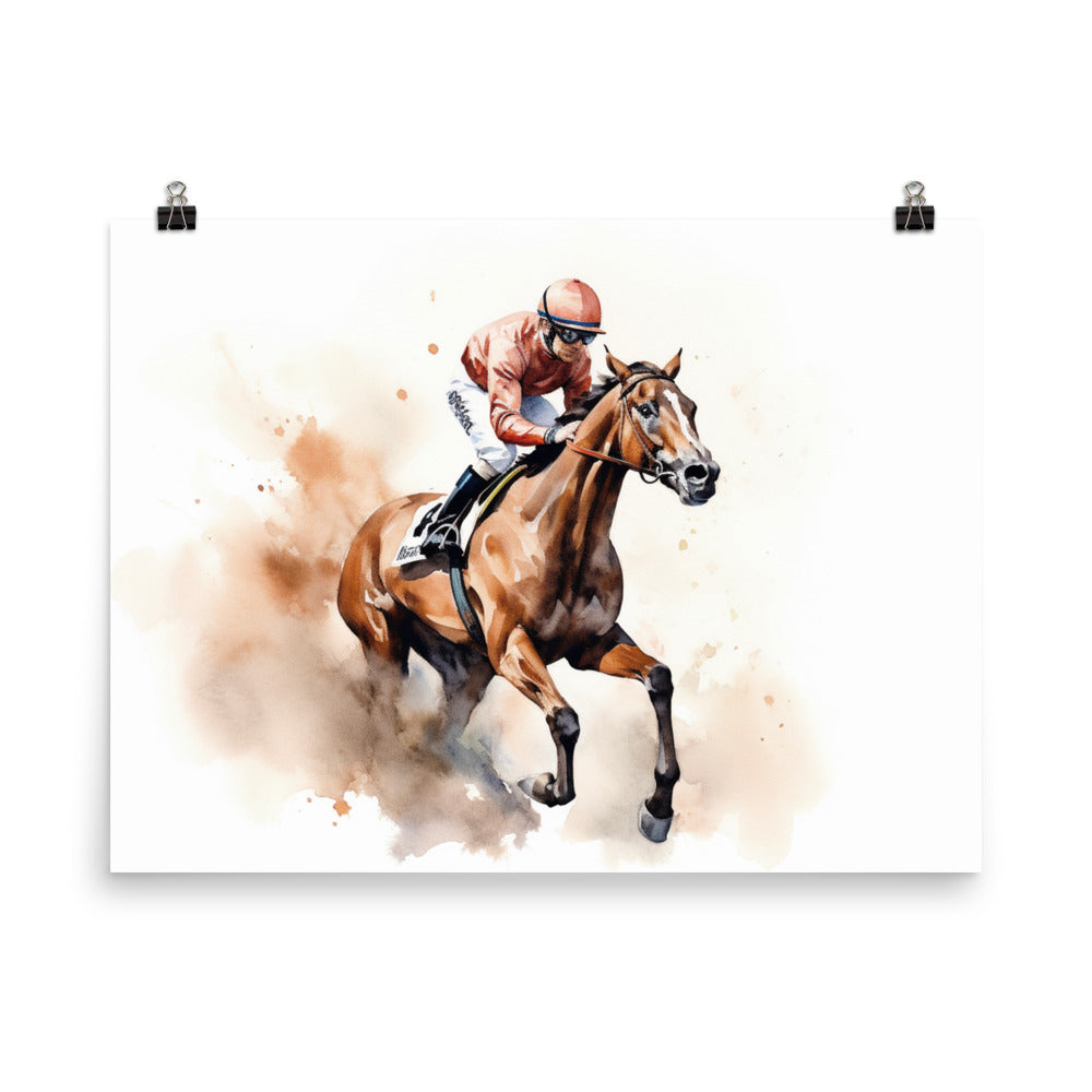 18” x 24” Kentucky Derby Horse Racing, Run For the Roses, A.I. Generated, Digitally Created, Watercolor Painting, Poster Art