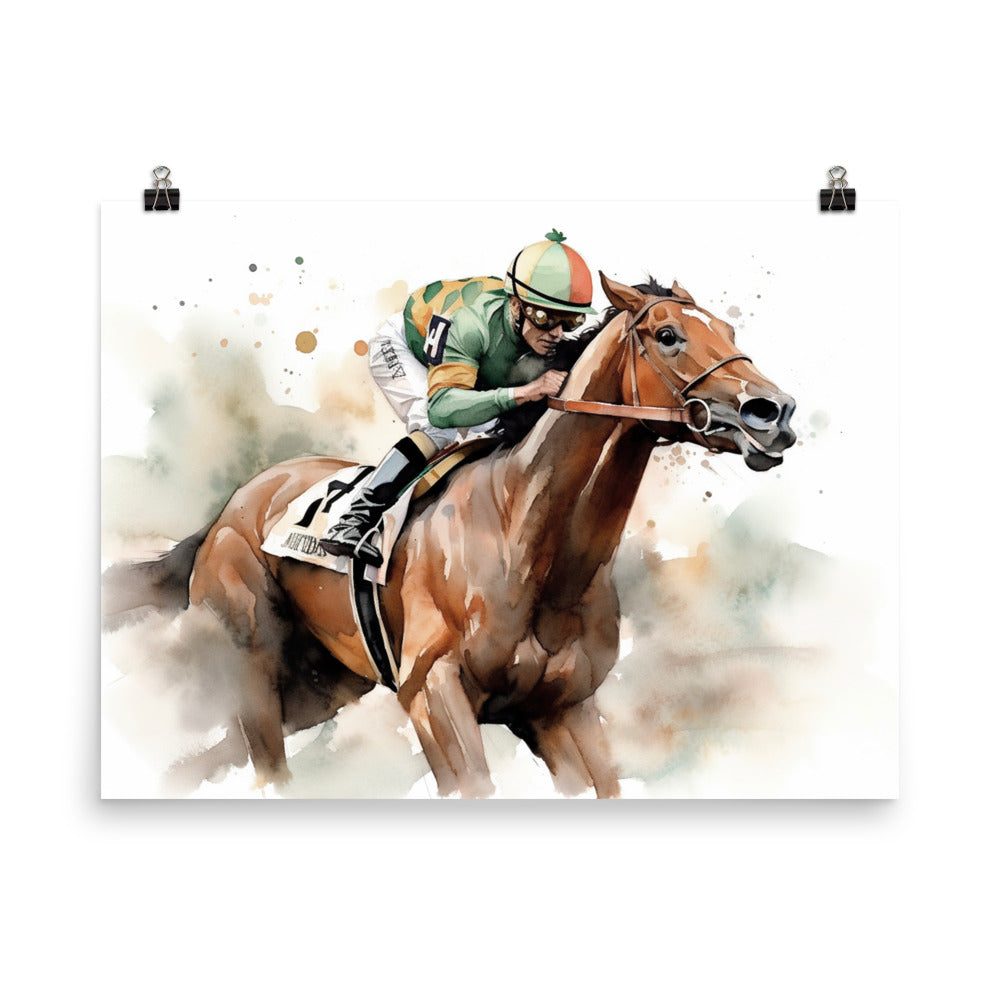 18” x 24” Kentucky Derby Horse Racing, Run For the Roses, A.I. Generated, Digitally Created, Watercolor Painting, Poster Art