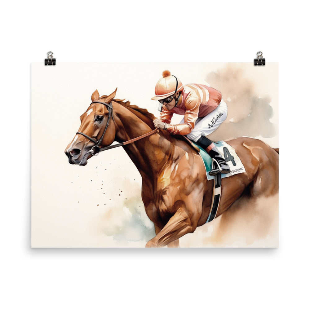 18” x 24” Kentucky Derby Horse Racing, Run For the Roses, A.I. Generated, Digitally Created, Watercolor Painting, Poster Art