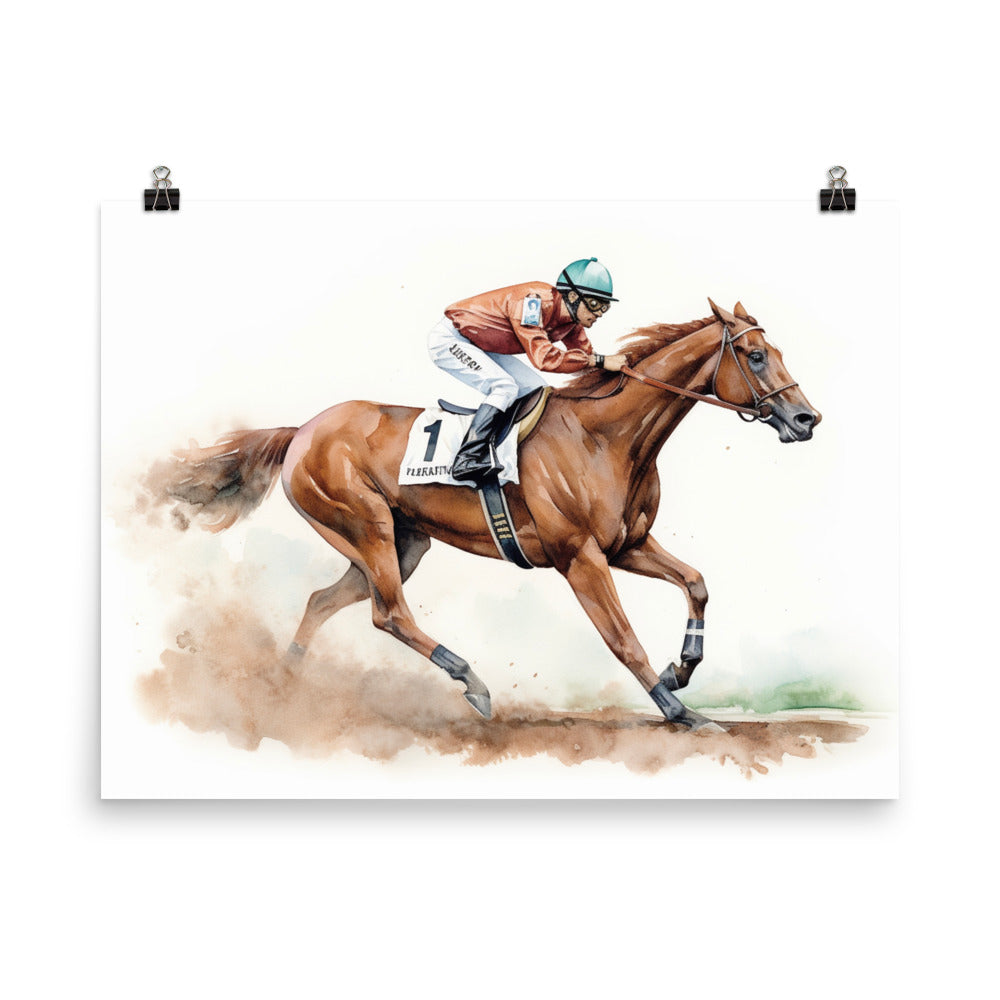 18” x 24” Kentucky Derby Horse Racing, Run For the Roses, A.I. Generated, Digitally Created, Watercolor Painting, Poster Art