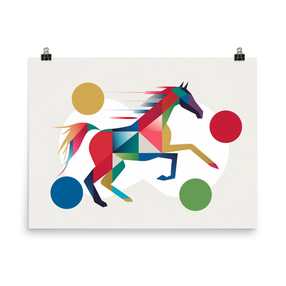 18” x 24” Kentucky Derby Horse Racing, Run For the Roses, A.I. Generated, Digitally Created, Geometric Design, Poster Art