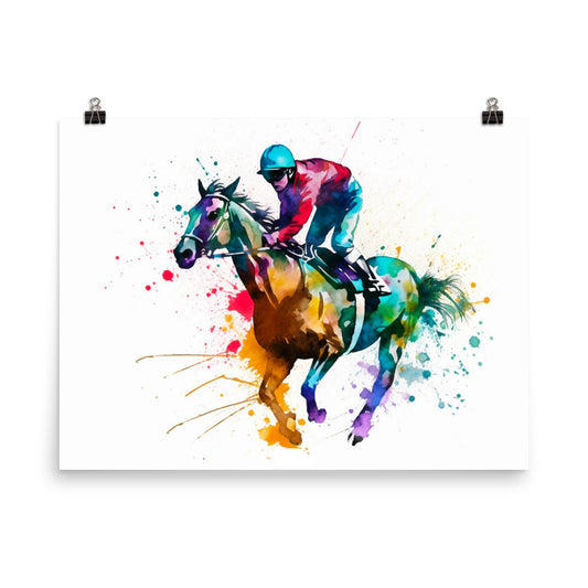 18” x 24” Kentucky Derby Horse Racing, Run For the Roses, A.I. Generated, Digitally Created, Watercolor Painting, Poster Art