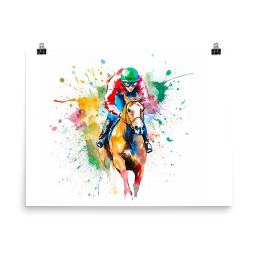 18” x 24” Kentucky Derby Horse Racing, Run For the Roses, A.I. Generated, Digitally Created, Watercolor Painting, Poster Art