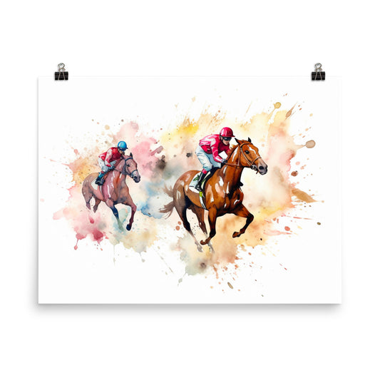 18” x 24” Kentucky Derby Horse Racing, Run For the Roses, A.I. Generated, Digitally Created, Watercolor Painting, Poster Art