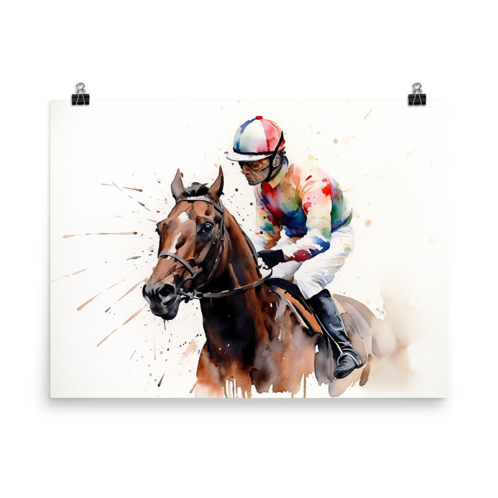 18” x 24” Kentucky Derby Horse Racing, Run For the Roses, A.I. Generated, Digitally Created, Watercolor Painting, Poster Art