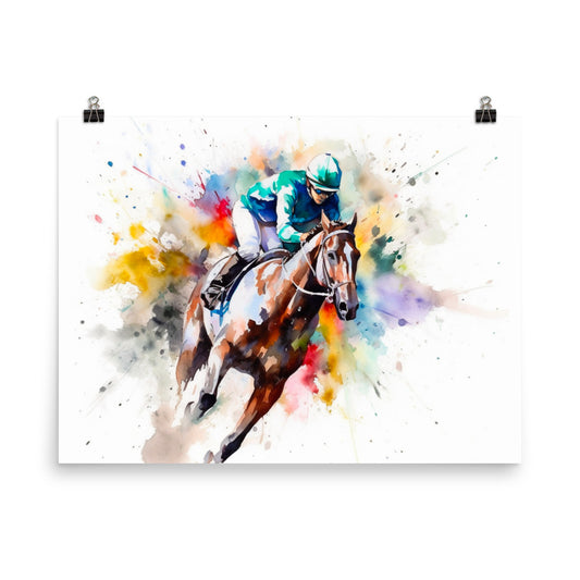 18” x 24” Kentucky Derby Horse Racing, Run For the Roses, A.I. Generated, Digitally Created, Watercolor Painting, Poster Art