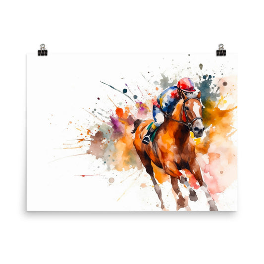 18” x 24” Kentucky Derby Horse Racing, Run For the Roses, A.I. Generated, Digitally Created, Watercolor Painting, Poster Art