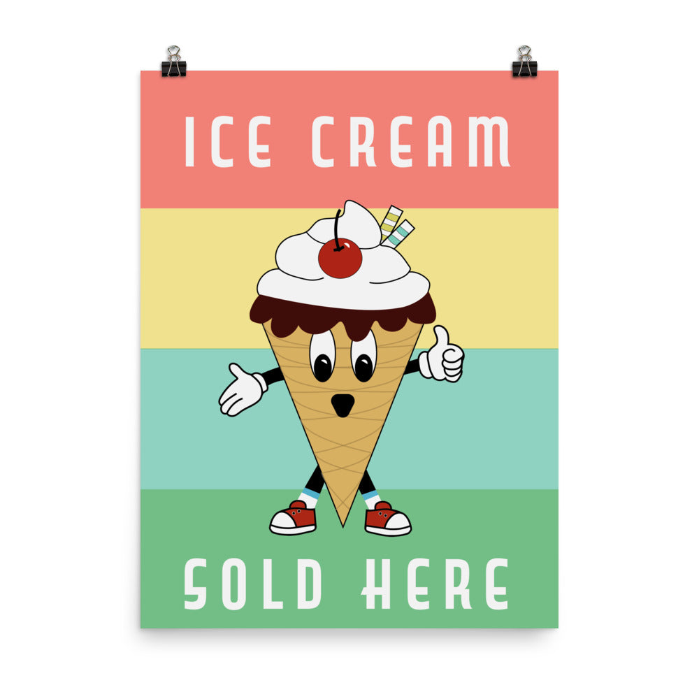 18”x24” Retro “Ice Cream Sold Here” Poster