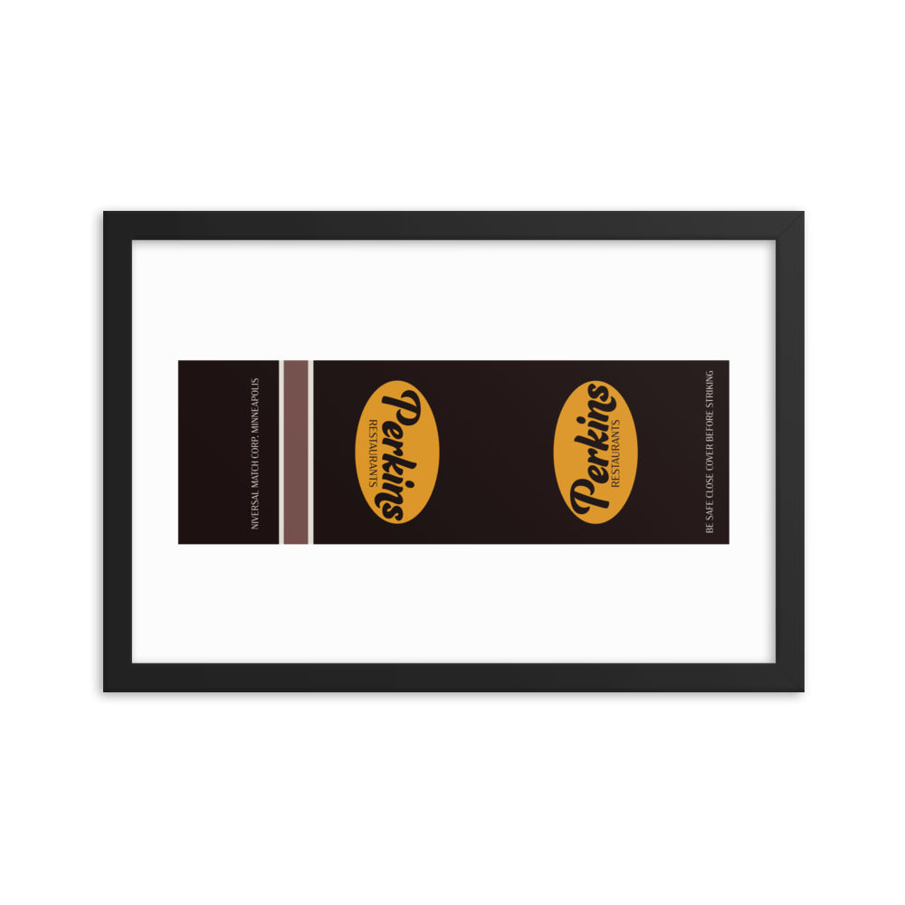 12” x 18” Vintage Inspired, Digitally Illustrated Matchbook Art, Perkins Restaurants, Retro Poster with Frame