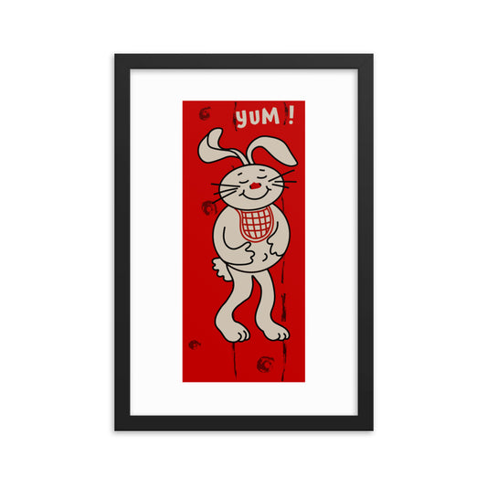 12” x 18” Vintage Inspired, Digitally Illustrated Matchbook Art, The Briarpatch Restaurant, Yum Rabbit, Good Eatin’, Retro Poster with Frame