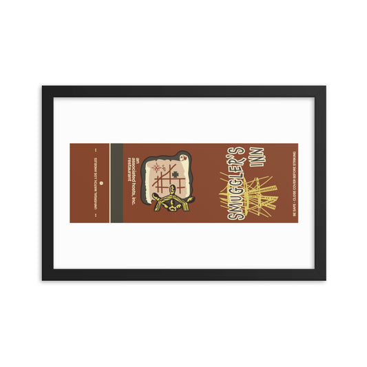 12” x 18” Vintage Inspired, Digitally Illustrated Matchbook Art, Smuggler’s Inn Restaurant, Universal Match Company, Los Angeles, California, Retro Poster with Frame