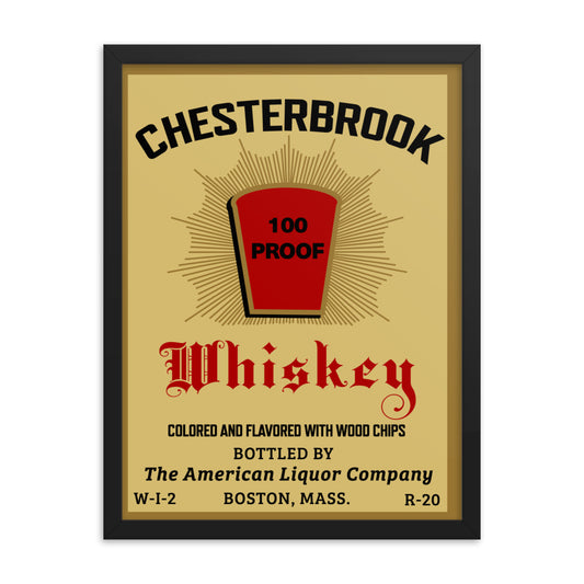 18” x 24” Vintage Inspired, Digitally Illustrated Product Label Art, Chesterbrook Whiskey, The American Liquor Company, Boston Massachusetts, Framed Fine Art Print