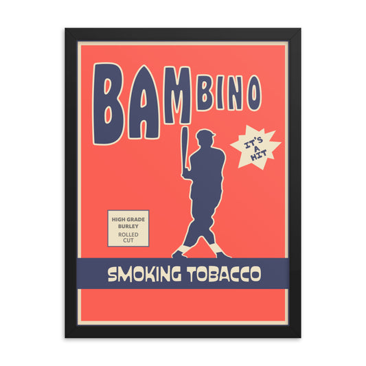 18” x 24” Vintage Inspired, Digitally Illustrated Product Label Art, Bambino Smoking Tobacco, Framed Poster Print