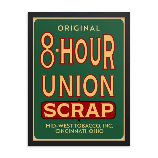 18” x 24” Vintage Inspired, Digitally Illustrated Label Art, Mid-West Tobacco Company, Cincinnati, Ohio, Framed Poster Print